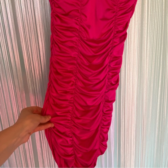 Fuchsia Ruched Mini Dress Size Small NWT - Picture 11 of 17